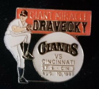 1989 San Francisco Giants Dave Dravecky Comeback Miracle Lapel Pin