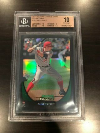 2011 Bowman Chrome Draft Mike Trout Rc Refractor Bgs 10 Pristine 467