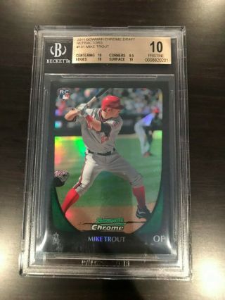 2011 Bowman Chrome Draft Mike Trout Rc Refractor Bgs 10 Pristine 201