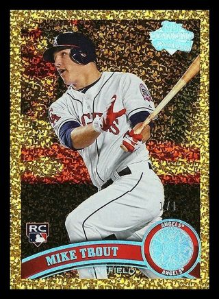 Set Of 7 Different Reprint 2011 Topps Mike Trout Rookie Card Variations Canary