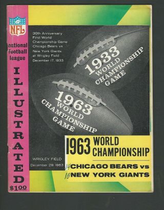 1963 Chicago Bears Vs York Giants Nfl World Championship Wrigley Field Halas