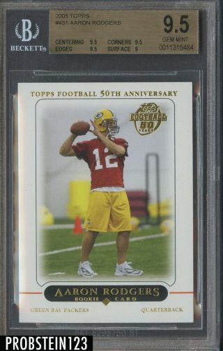 2005 Topps 431 Aaron Rodgers Green Bay Packers Rc Rookie Bgs 9.  5 Gem