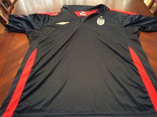 Mens Umbro England Soccer Jersey Size Xl Partial Zip Shirt