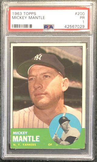 1963 Topps Mickey Mantle 200 Psa 1 (surface Crease)