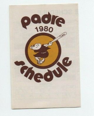 1980 San Diego Padres Pocket Schedule (sked)