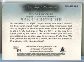 2006 TOPPS STERLING 5 PIECE RELIC MM - HR100 MICKEY MANTLE YANKEES 4/10 2