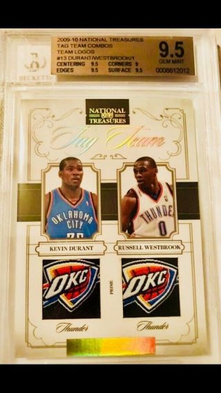 Russell Westbrook Kevin Durant National Treasures Tag Team Patch Logo 1/1 Mvp