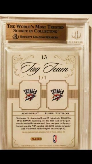 Russell Westbrook Kevin Durant National Treasures Tag Team Patch logo 1/1 MVP 2