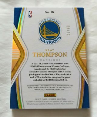 2018 - 19 Panini Opulence KLAY THOMPSON NBA Finals Jumbo Patch Booklet 04/13 3
