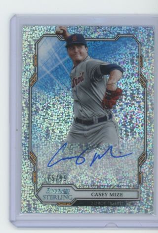 2019 Bowman Sterling Casey Mize Speckle Refractor Auto 75/99 Tigers Signed
