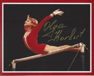 4x Gold Medalist Olga Korbut Autographed 8x10 Color Action Photo