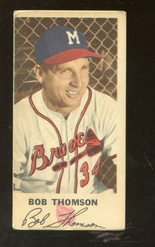1954 Johnston Cookies Milwaukee Braves Baseball Card Bobby Thomson