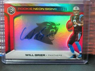 2019 Elements Will Grier Rookie Neon Signs Auto Autograph Rc 01/25 Panthers Bb