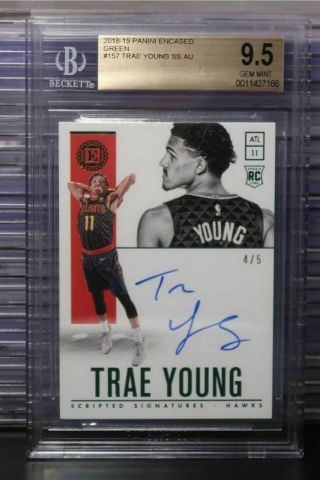 2018 - 19 Encased Trae Young Green Rookie Auto Autograph 4/5 Bgs 9.  5/10 Hawks Ga
