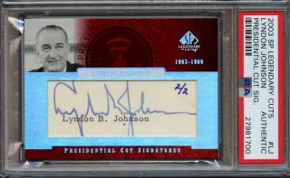 2003 Sp Legendary Cuts Presidential Cut Signature Lyndon B Johnson Auto Psa