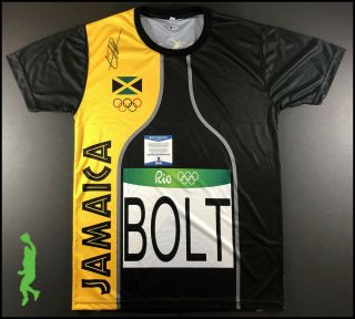 Usain Bolt Autographed Rio 2016 Olympics Jamaica Jersey Shirt Beckett Bas
