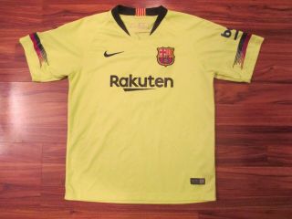 2018 Nike Dri - Fit Fc Barcelona Rakuten Lionel Messi 10 Neon Yellow Jersey - 28
