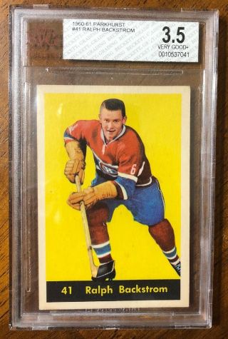 1960 - 61 Parkhurst Hockey - 41 Ralph Backstrom - Montreal Canadiens - Bvg 3.  5 Vg,