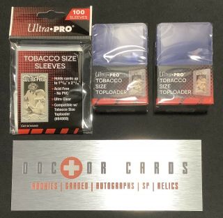 Ultra Pro Tobacco Size Toploader (2 Packs= 50pcs) & Sleeves (100pcs) Combo Set