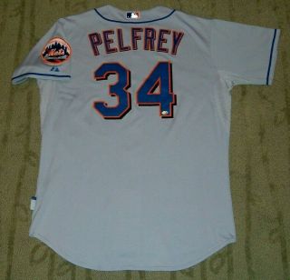 York Mets Mike Pelfrey Game Worn 2008 Road Jersey (twins Tigers)