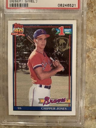 1991 Topps Desert Shield Chipper Jones Atlanta Braves 333 Baseball Card Psa 9