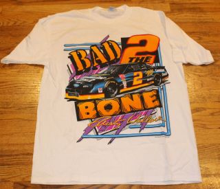 Vintage 90s Rusty Wallace Miller 2 Nascar Shirt Bad To The Bone White Xl