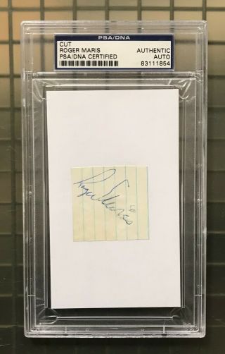 Roger Maris Signed Cut On 3x5 Index Card Autographed Psa/dna Auto Ny Yankees