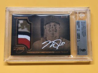 2014 Dynasty 5 - Colorer Jumbo Patches Autograph Mike Trout Auto 04/10 Bgs 9/10