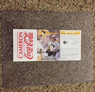 Pittsburgh Penguins 1995/96 Nhl Hockey Pocket Schedule /sleeve Coca - Cola Lemieux