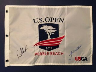 Gary Woodland And Brooks Koepka Signed 2019 Us Open Flag Pebble Beach Winner