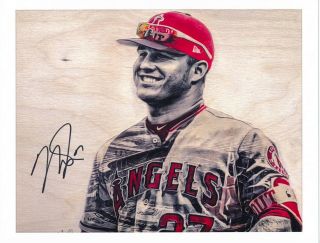 Mike Trout Artwork Print With Live Signature By Artist Lauren Taylor
