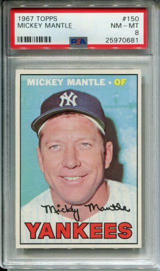 1967 Topps 150 Mickey Mantle Psa 8 Nm - Mt York Yankees