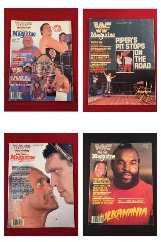 4 Wwf Wwe Magazines 1985,  1987 Hulk Hogan Mr W/ Sleeve