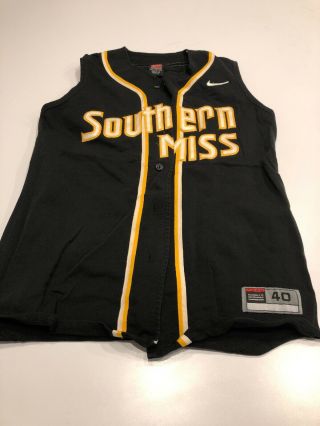 Game Worn Southern Mississippi Golden Eagles Softball Jersey Size 40 1