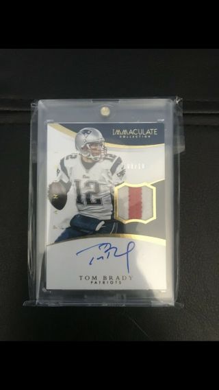 2015 Immaculate Tom Brady Signature Patches On Card Autograph Auto /10