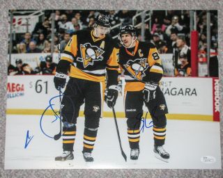 Evgeni Malkin Sidney Crosby Dual Signed Penguins 11x14 Photo Jsa