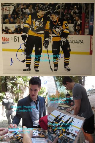 Evgeni Malkin Sidney Crosby Dual Signed Penguins 11x14 Photo JSA 2