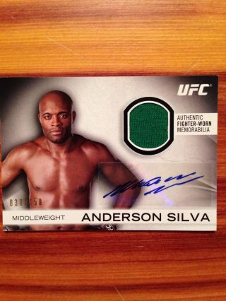 2012 Topps Ufc Knockout Anderson Silva Autograph Relic Card Flag Patch 038/150
