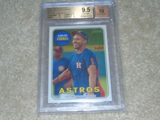 2018 Topps Heritage Carlos Correa Real One Red Ink Auto 36/69 Bgs 9.  5/10