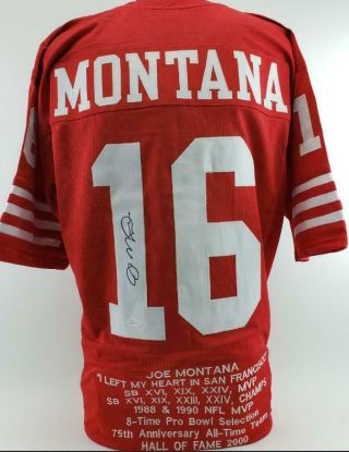 Joe Montana Signed Autographed Stat Jersey Jsa Football Auto