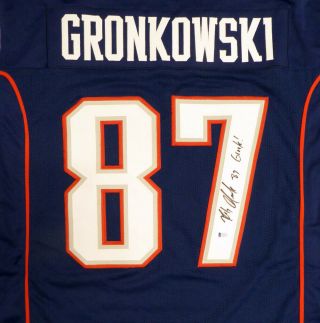 Patriots Rob Gronkowski Autographed Signed Blue Jersey " Gronk " Beckett 128023