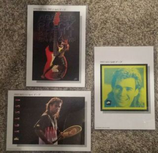 & Rare Nike Poster Cards - Andre Agassi - 3 Versions 5 " X7 " Circa 1990