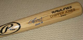 Chipper Jones (braves) Signed Rawlings Bat W/ Hof Inscrip - Mlb Authenticated