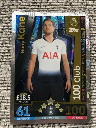 Harry Kane 100 Club 100 Attack Match Attax Card 2018/19