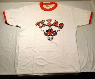 Vintage University Of Texas Ut Longhorns Ringer T Shirt Soffe Athletic Usa Sz.  L