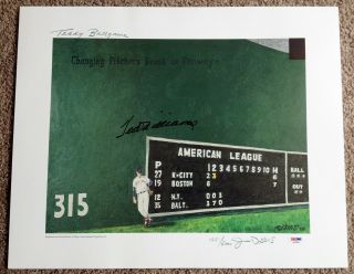 Ted Williams Signed Autographed 16x20 Lithograph,  Green Monster,  Psa/dna Loa