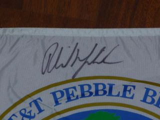 PHIL MICKELSON AUTOGRAPHED PEBBLE BEACH GOLF FLAG WITH GAI CERT 100 AUTHENTIC 2