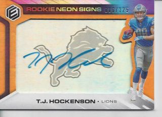 2019 Panini Elements Rookie Neon Signs T.  J.  Hockenson Auto Autograph Ed 16/125
