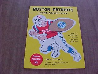 Rare 1964 Boston Patriots American Football League Intra - Squad Game Program