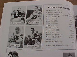 RARE 1964 Boston Patriots American Football League Intra - Squad Game Program 7